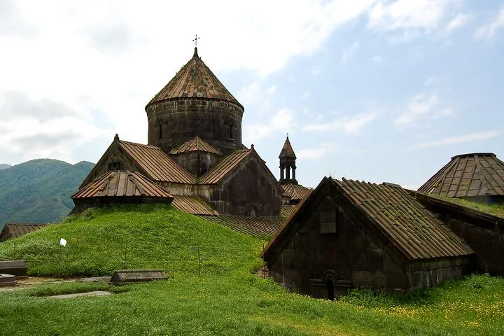 Exterior view of the historic Haghpat Monastery with its unique stone architecture.